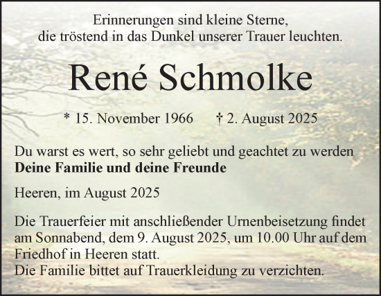 Traueranzeige von Rene Schmolke von Volksstimme Altmark Ost