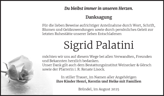 Traueranzeige von Sigrid Palatini von Trauerkombi Bernburg