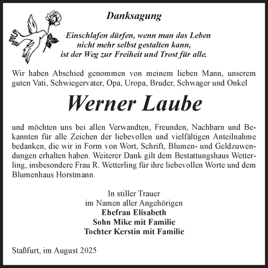 Traueranzeige von Werner Laube 