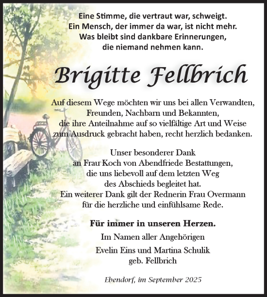 Traueranzeige von Brigitte Fellbrich von Volksstimme Magdeburg