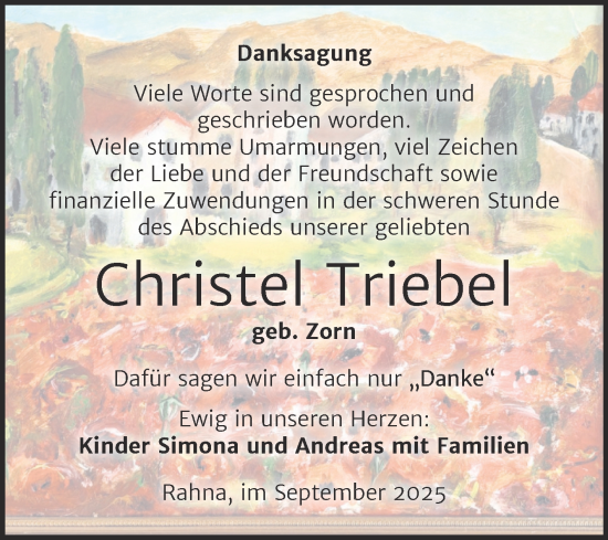 Traueranzeige von Christel Triebel von Mitteldeutsche Zeitung Halle/Saalkreis