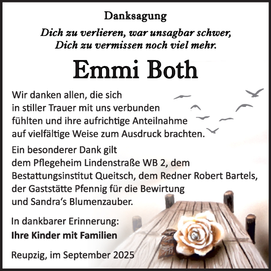 Traueranzeige von Emmi Both von Trauerkombi Köthen