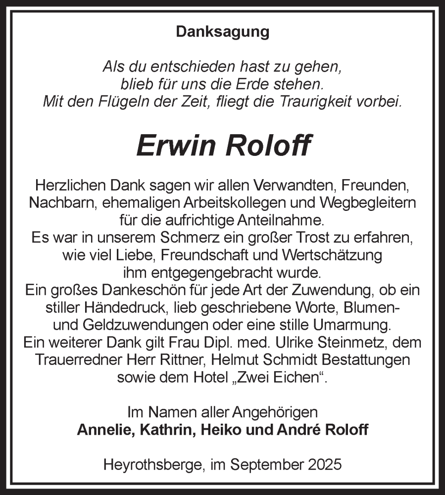  Traueranzeige für Erwin Roloff vom 27.09.2025 aus Volksstimme Burg/Genthin