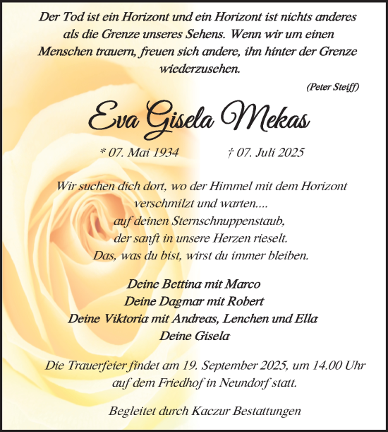 Traueranzeige von Eva Gisela Leas 