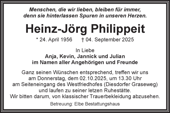 Traueranzeige von Heinz-Jörg Philippeit von Volksstimme Magdeburg