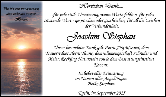 Traueranzeige von Joachim Stephan von Volksstimme Staßfurt