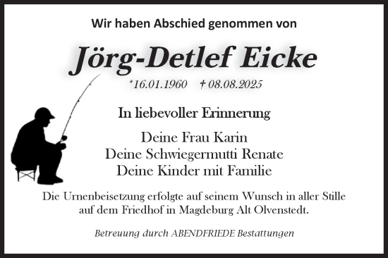 Traueranzeige von Jörg-Detlef Eicke von Volksstimme Magdeburg