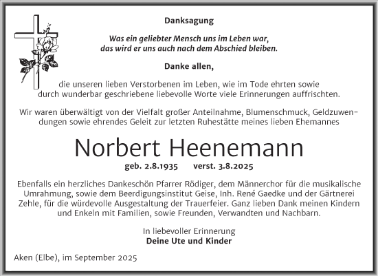 Traueranzeige von Norbert Heenemann von Trauerkombi Köthen