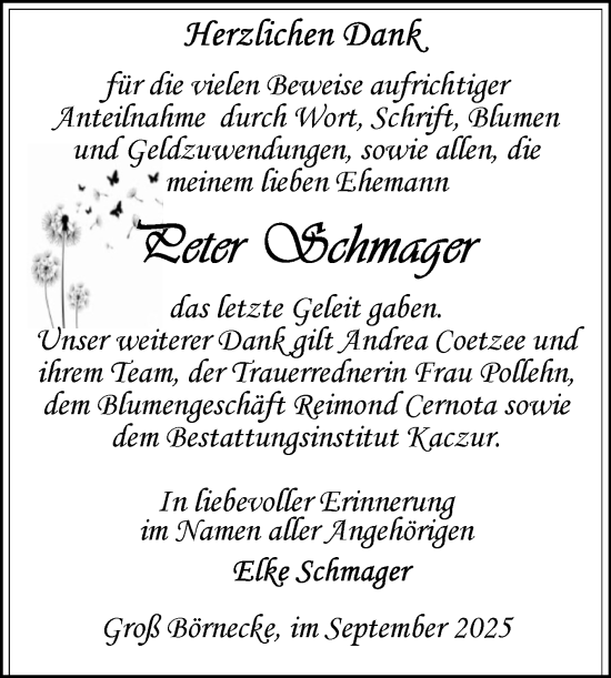 Traueranzeige von Rainer Schmager von Volksstimme Staßfurt