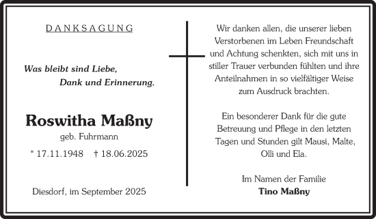 Traueranzeige von Roswitha Maßny von Volksstimme Altmark West