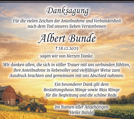 Traueranzeige von Albert Bunde von Volksstimme Burg/Genthin