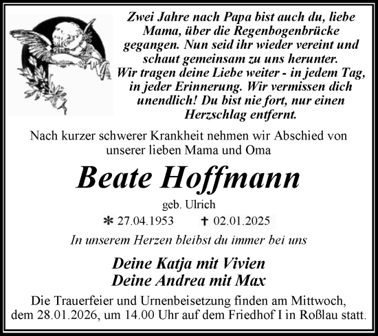 Traueranzeige von Beate Hoffmann von Trauerkombi Dessau