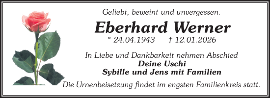Traueranzeige von Eberhard Werner von Volksstimme Magdeburg