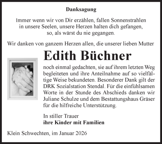 Traueranzeige von Edith Büchner von Volksstimme Altmark Ost