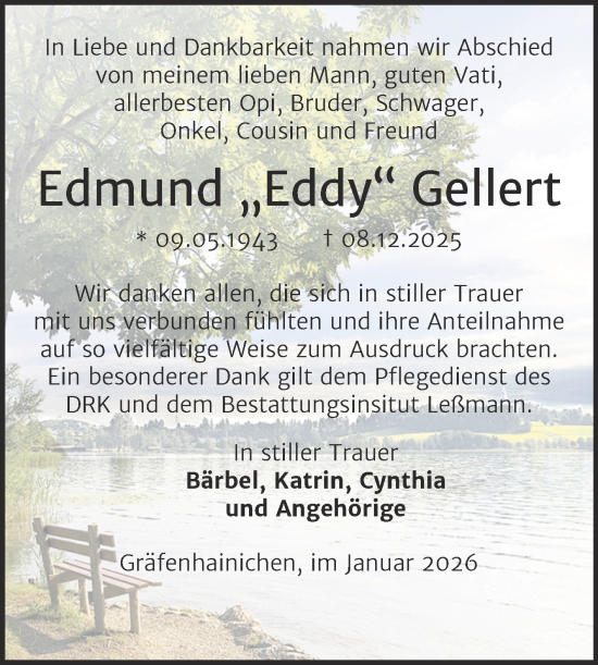 Traueranzeige von Edmund Gellert von Trauerkombi Wittenberg