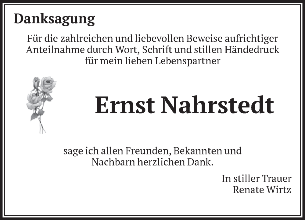  Traueranzeige für Ernst Nahrstedt vom 10.01.2026 aus Volksstimme Altmark Ost