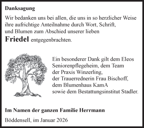 Traueranzeige von Friedel  von Volksstimme Haldensleben/Wolmirstedt