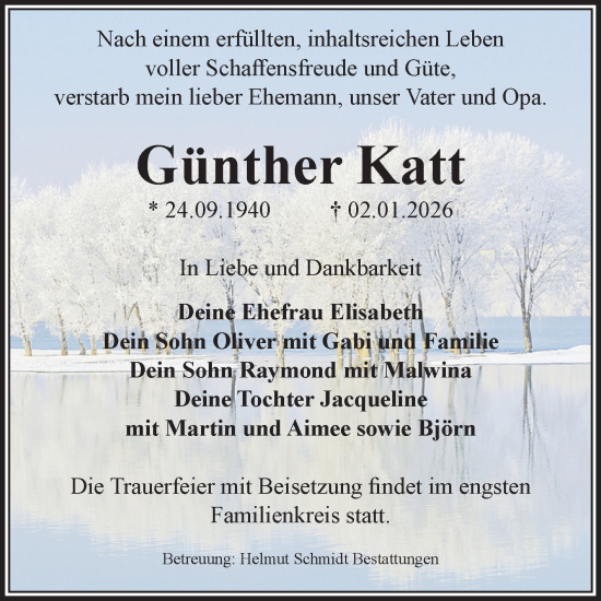 Traueranzeige von Günther Katt von Volksstimme Schönebeck