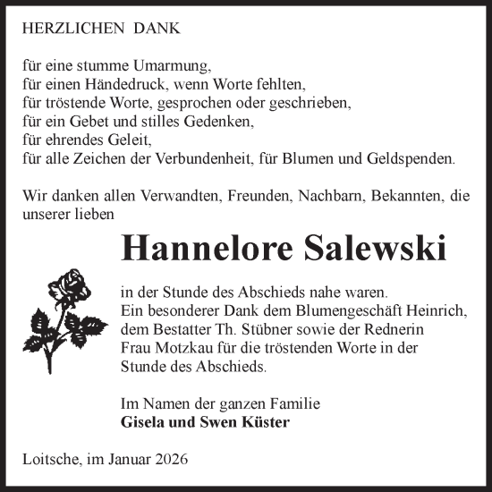 Traueranzeige von Hannelore Salewski von Volksstimme Haldensleben/Wolmirstedt