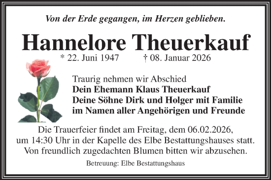 Traueranzeige von Hannelore Theuerkauf von Volksstimme Magdeburg