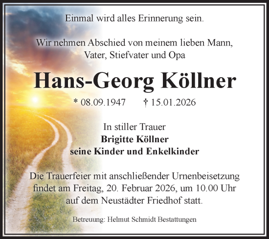 Traueranzeige von Hans-Georg Köllner von Volksstimme Magdeburg