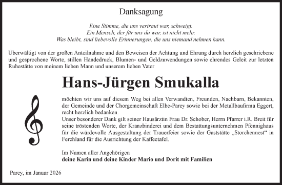 Traueranzeige von Hans-Jürgen Smukalla von Volksstimme Burg/Genthin