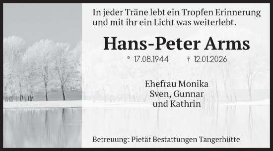 Traueranzeige von Hans-Peter Arms von Volksstimme Altmark Ost