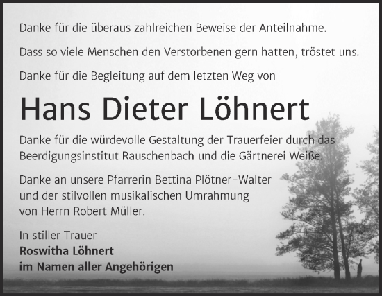 Traueranzeige von Hans Dieter Löhnert von Super Sonntag Naumburg/Nebra
