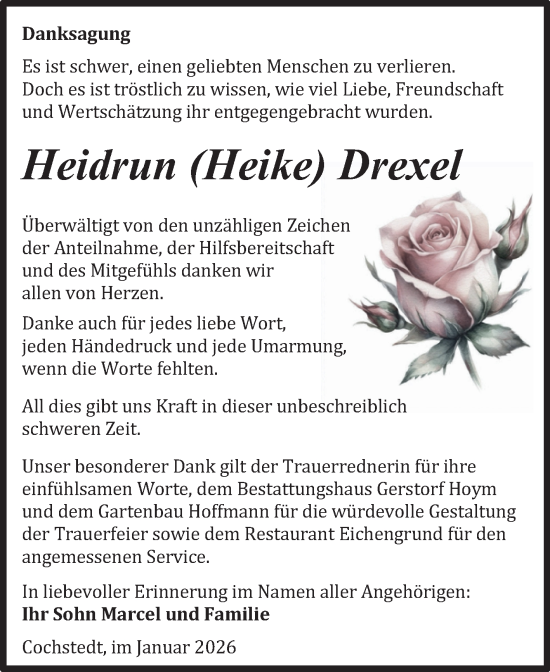 Traueranzeige von Heidrun Drexel 