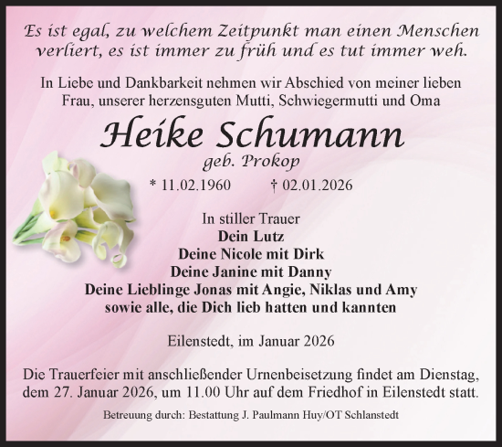 Traueranzeige von Heike Schumann von Volksstimme Halberstadt