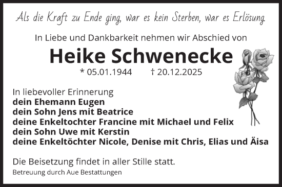 Traueranzeige von Heike Schwenecke von Volksstimme Magdeburg