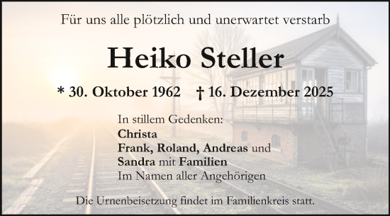 Traueranzeige von Heiko Steller von Volksstimme Staßfurt