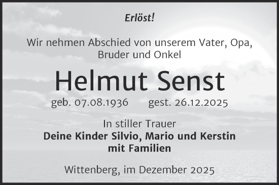 Traueranzeige von Helmut Senst von Trauerkombi Wittenberg