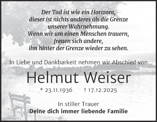 Traueranzeige von Helmut Weiser von Trauerkombi Wittenberg