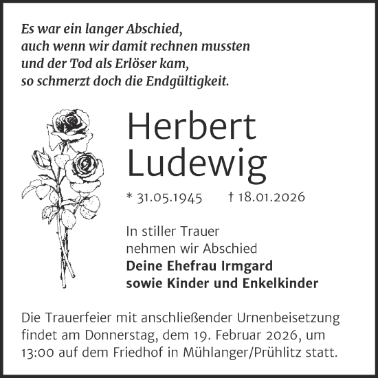Traueranzeige von Herbert Ludewig von Trauerkombi Wittenberg