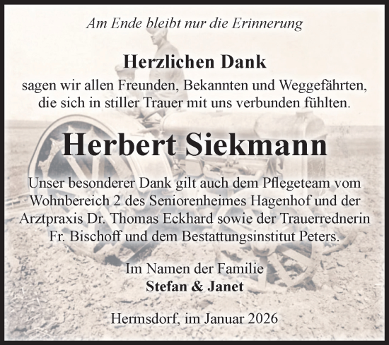 Traueranzeige von Herbert Siekmann von Volksstimme Haldensleben/Wolmirstedt