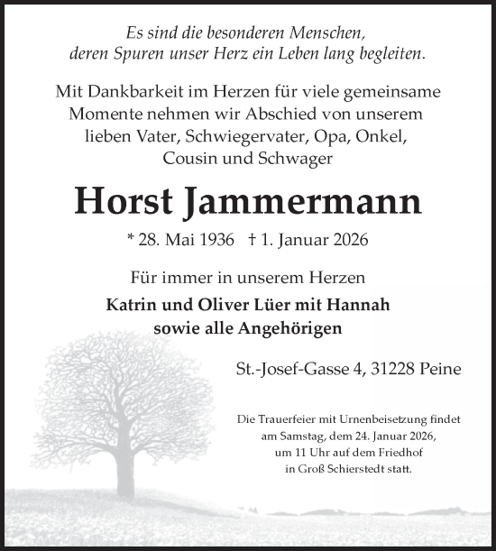 Traueranzeige von Horst Jammermann von Trauerkombi Aschersleben