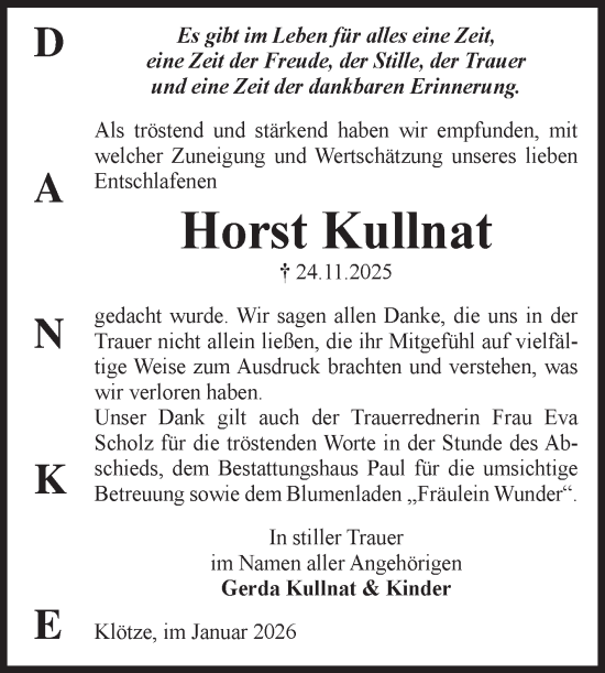 Traueranzeige von Horst Kullnat von Volksstimme Altmark West