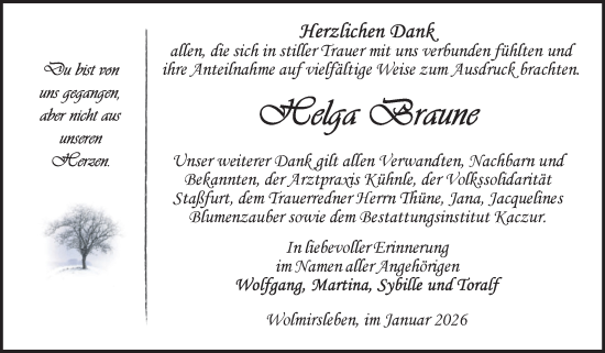 Traueranzeige von Ilya Braune von Volksstimme Staßfurt