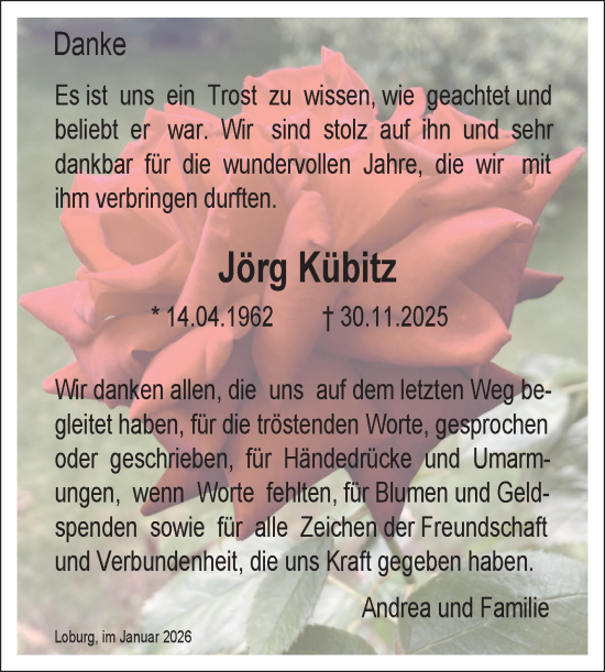 Traueranzeige von Jörg Kübitz von Volksstimme Burg/Genthin