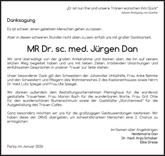 Traueranzeige von Jürgen Dan von Volksstimme Burg/Genthin