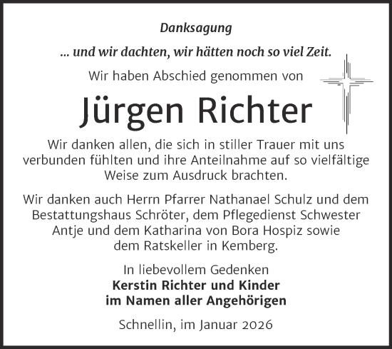 Traueranzeige von Jürgen Richter von Trauerkombi Wittenberg