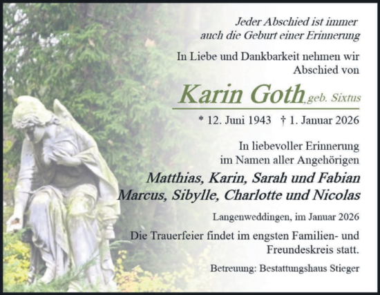 Traueranzeige von Karim Goth von Volksstimme Oschersleben/Wanzleben