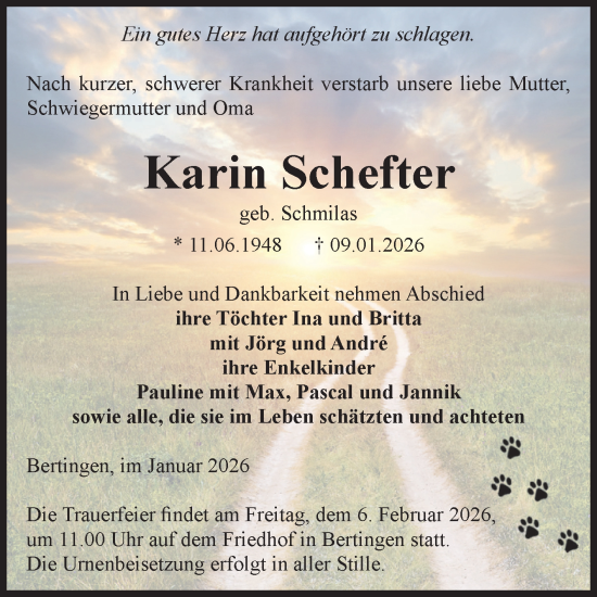 Traueranzeige von Karin Schefter von Volksstimme Altmark Ost