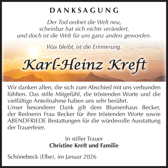 Traueranzeige von Karl-Heinz Kreft von Volksstimme Schönebeck