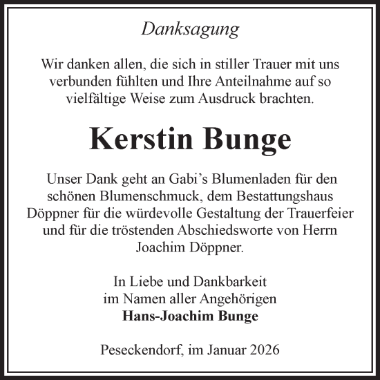 Traueranzeige von Kerstin Bunge von Volksstimme Oschersleben/Wanzleben