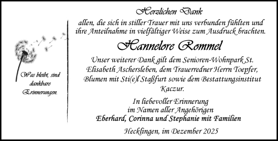 Traueranzeige von Kunnelore Rommel von Volksstimme Staßfurt