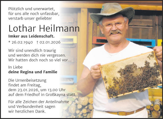 Traueranzeige von Lothar Heilmann von Trauerkombi Merseburg