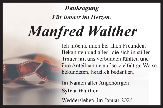 Traueranzeige von Manfred Walther von Trauerkombi Quedlinburg