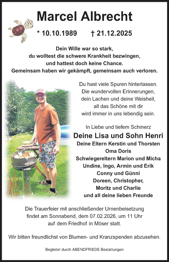 Traueranzeige von Marcel Albrecht von Volksstimme Magdeburg